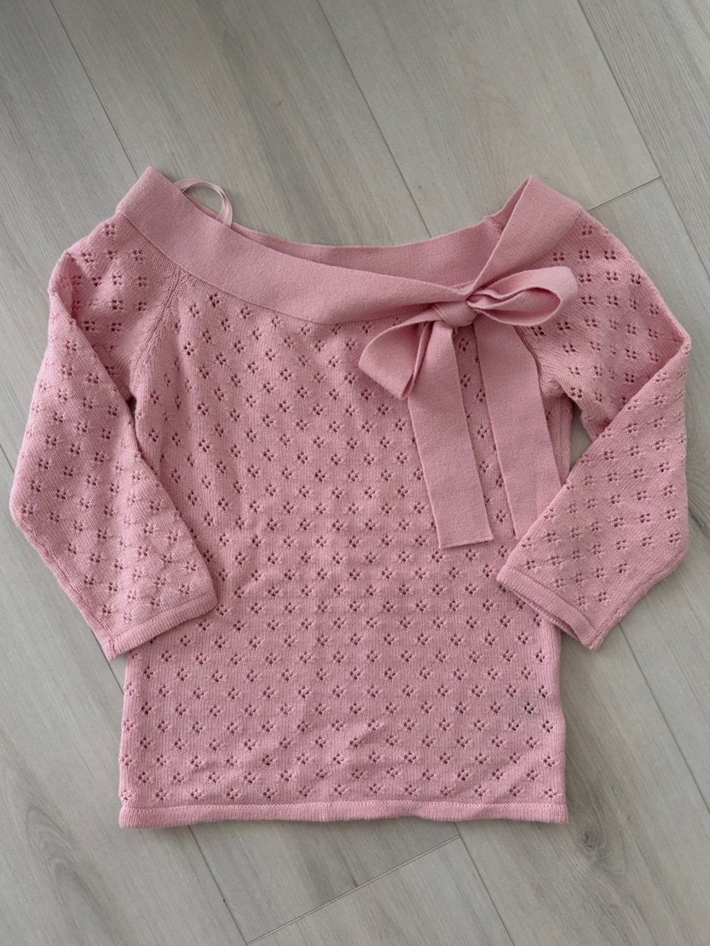 y2k knit pink 3/4 sleeve sweater